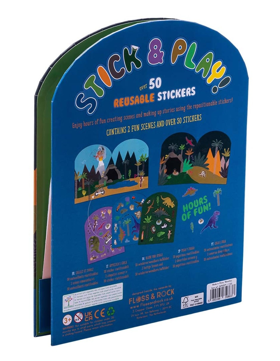 Libreta de calcomanías reutilizables Stick & Play, Dinosaurios