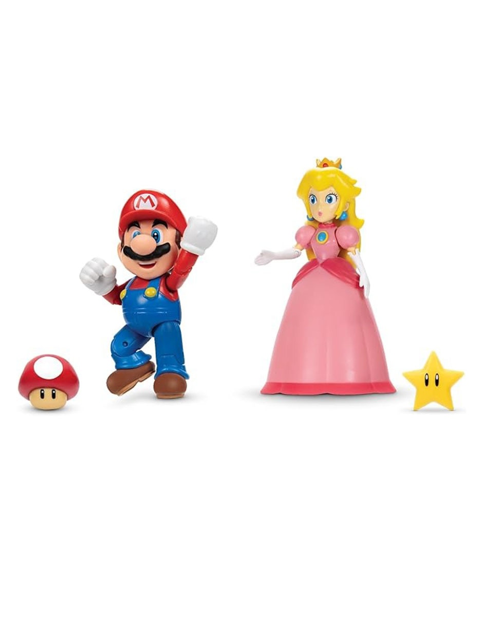 Set figuras acción Super Mario Mario & Princesa Peach 2