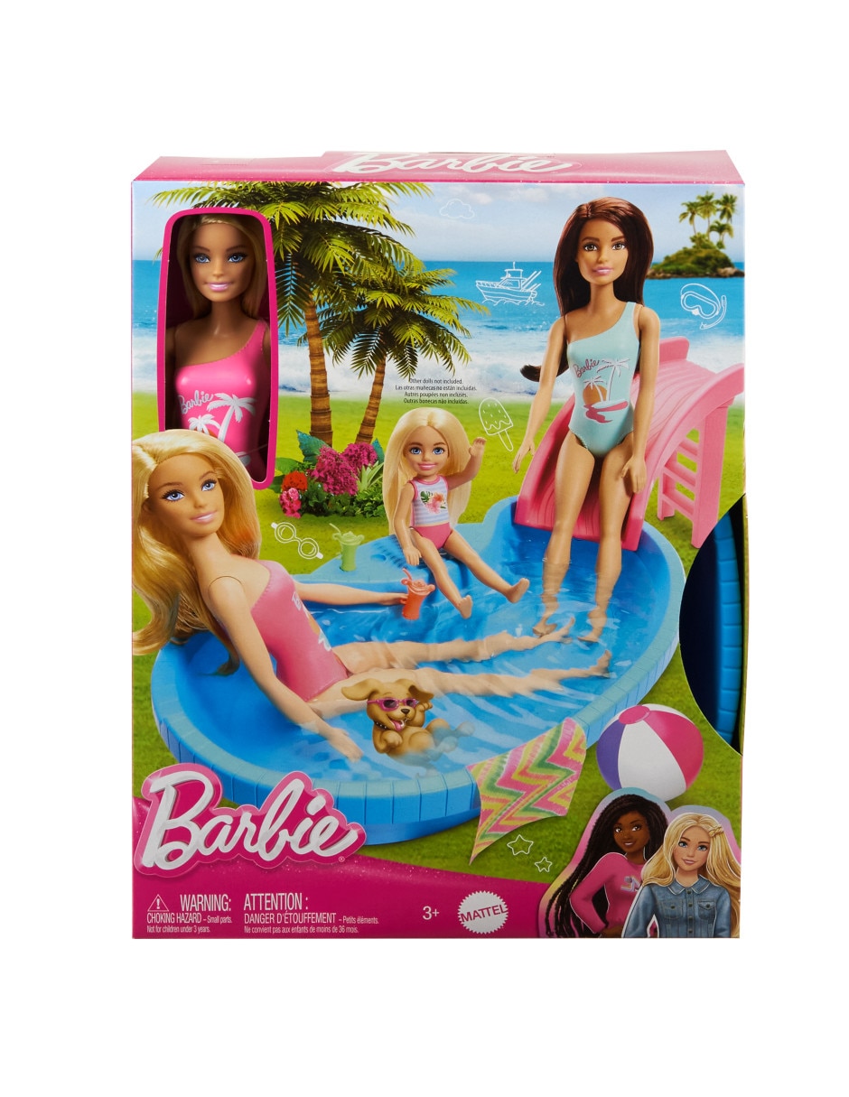 Muñeca fashion Piscina y tobogán 6