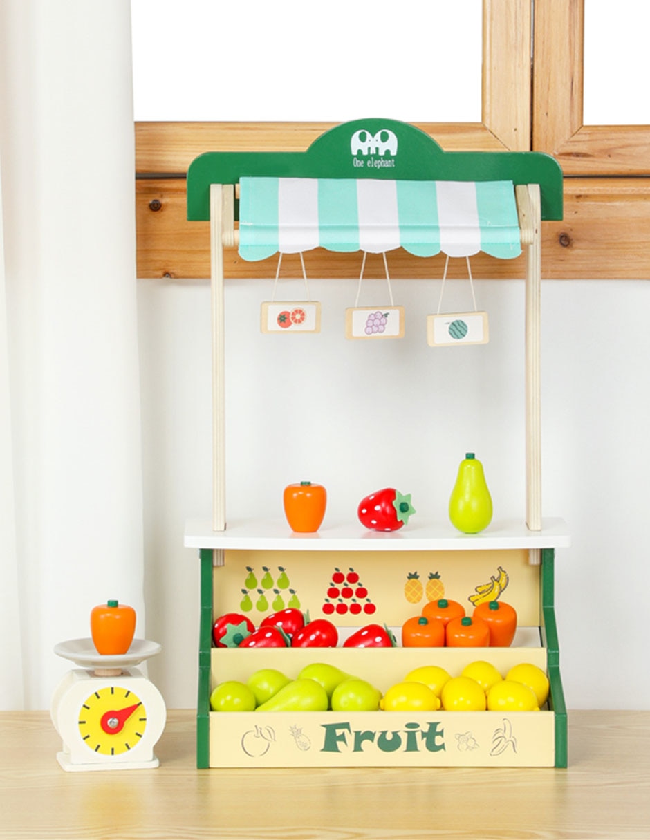 Wooden Fruit Shop Play Set juego de rol para niños 2