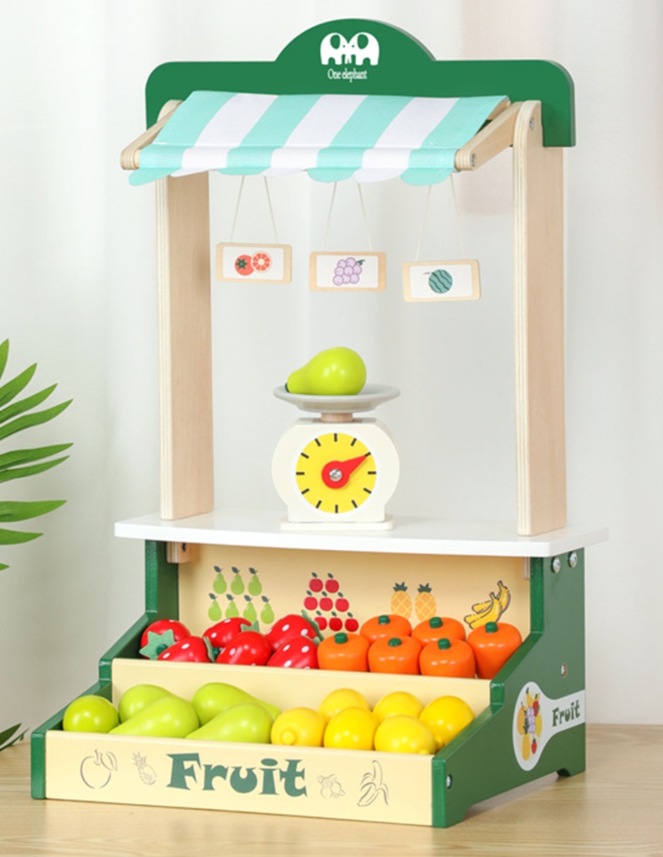 Wooden Fruit Shop Play Set juego de rol para niños 4
