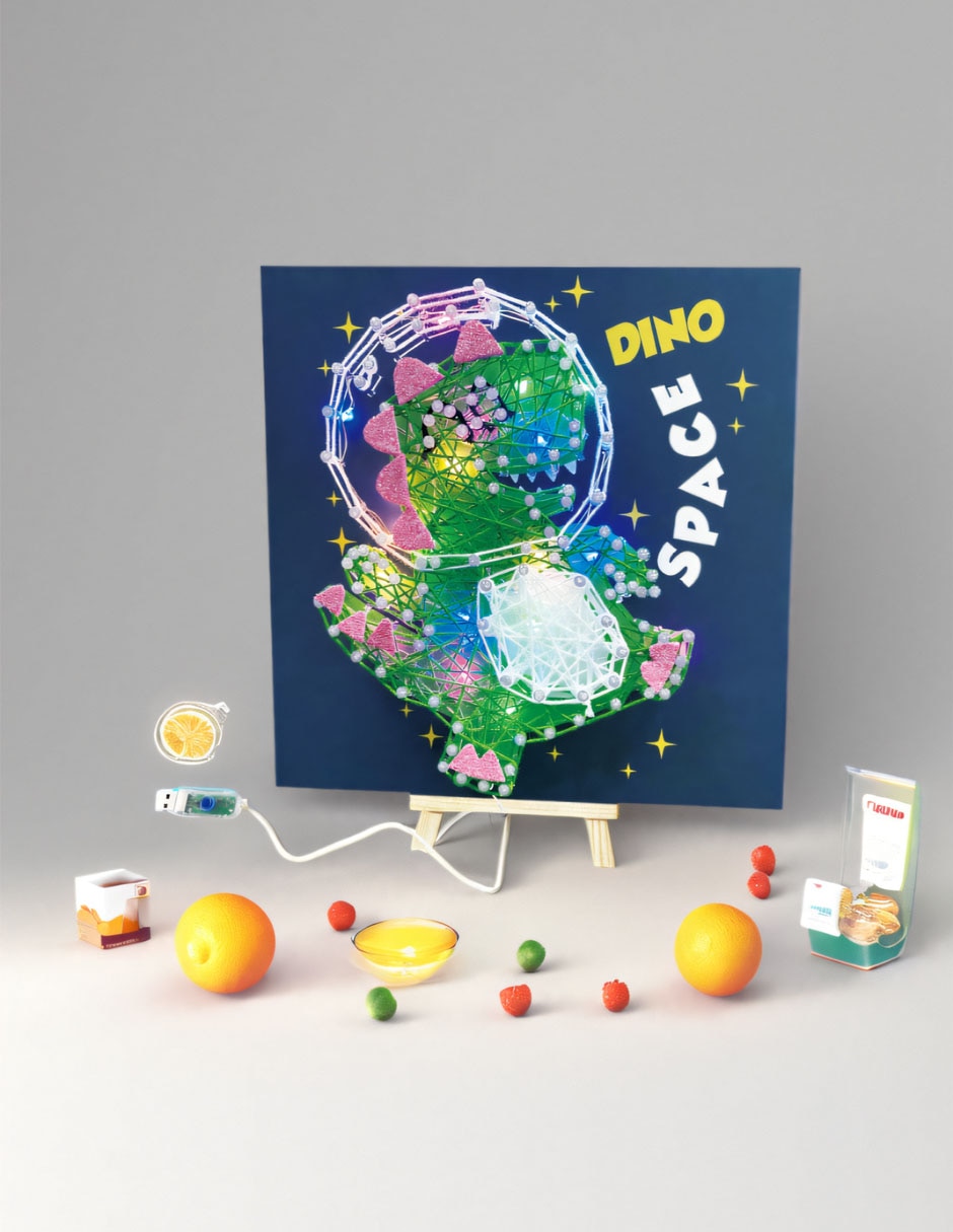 Kit de arte con hilos Dino Space Knitting 6