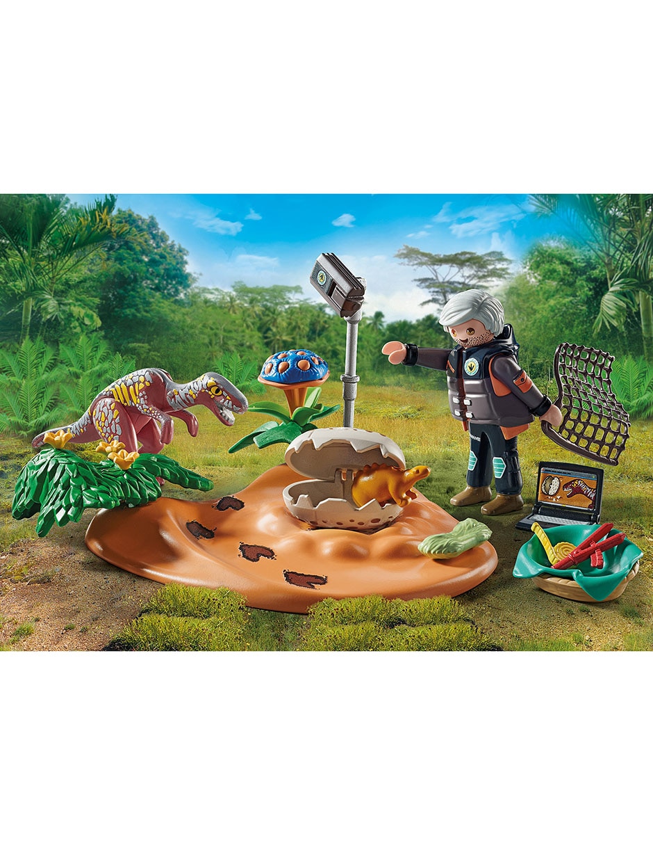 Nido de estegosaurio con ladrón de huevos 71526 Dinos 3