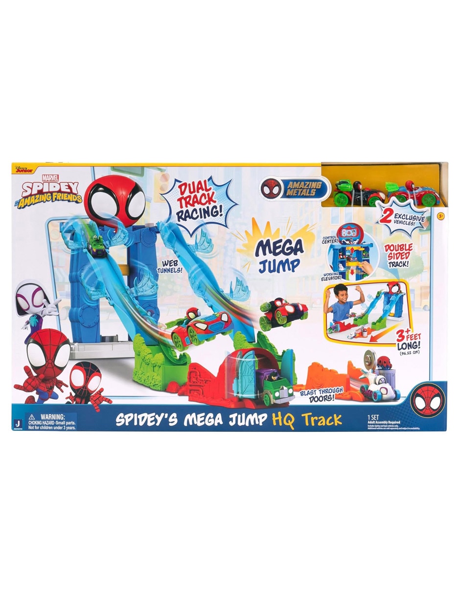 Set pista y automóviles mega jump Spidey and his Amazing Friends 4