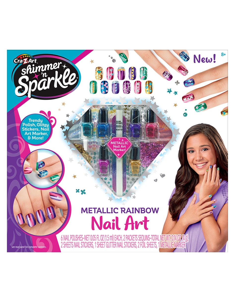 Metallic rainbow nail art 3