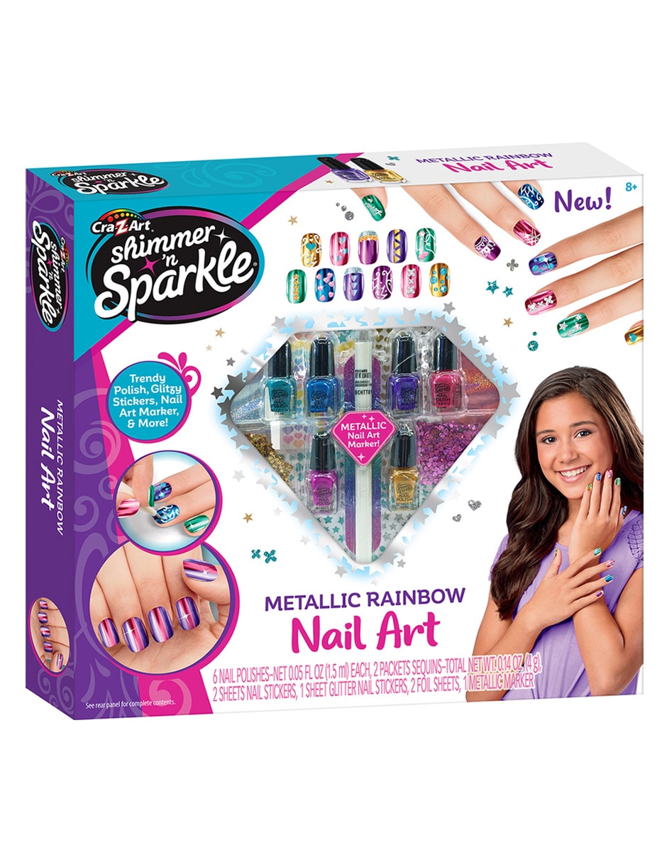 Metallic rainbow nail art 5