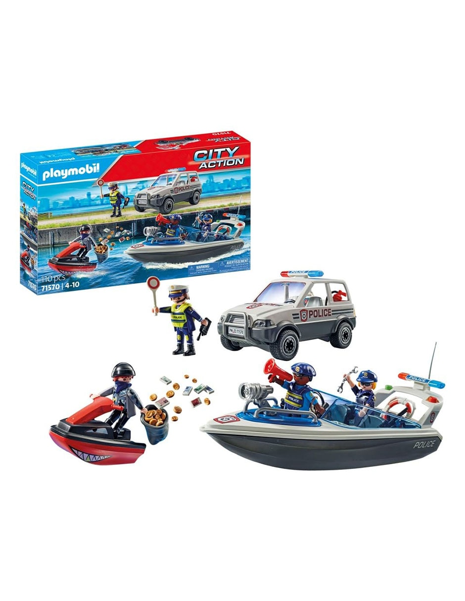 Con Lancha Playmobil 5187 Coche Policia Y Barco Playmobil