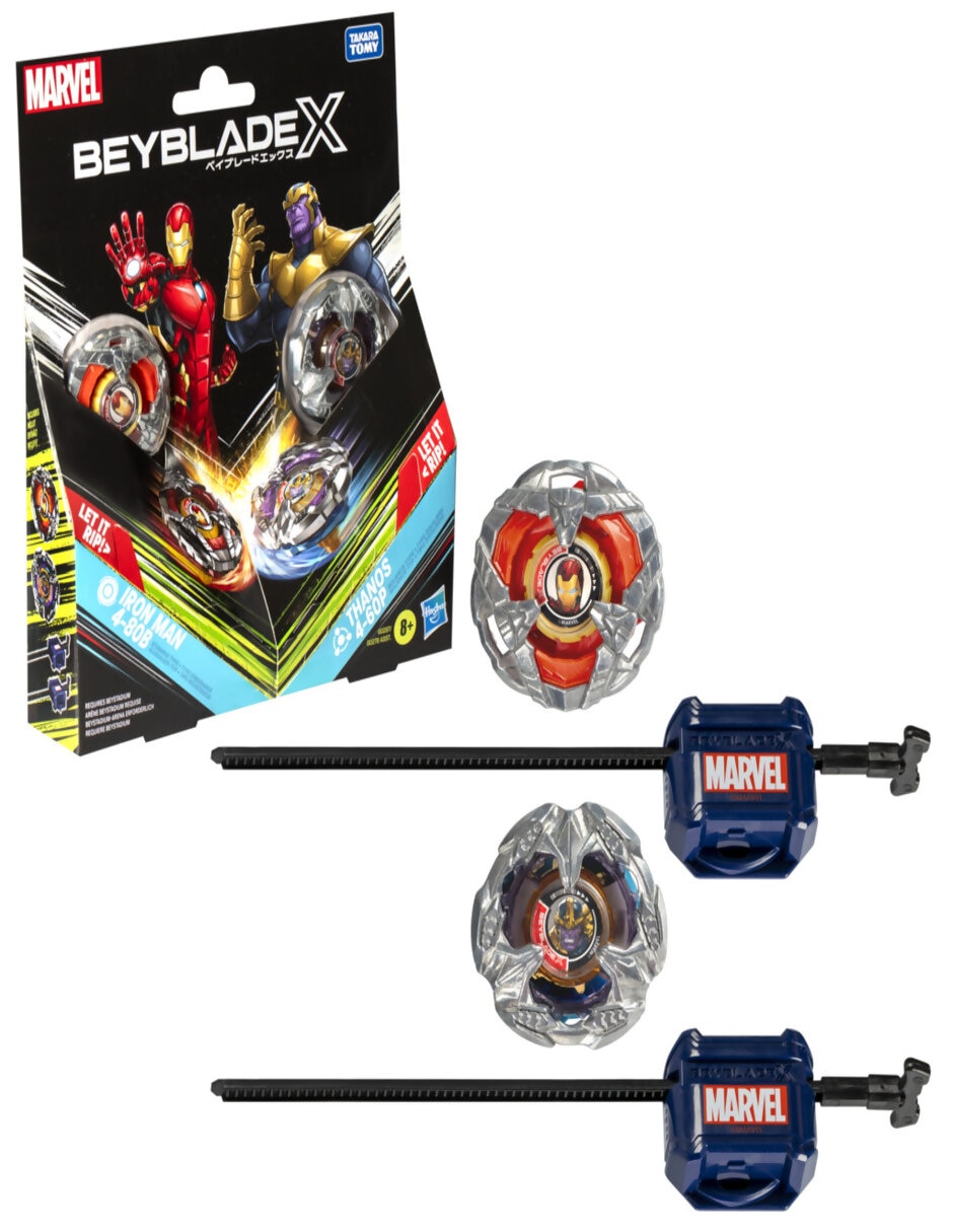 Set trompos de batalla Iron Man vs Thanos Marvel 2