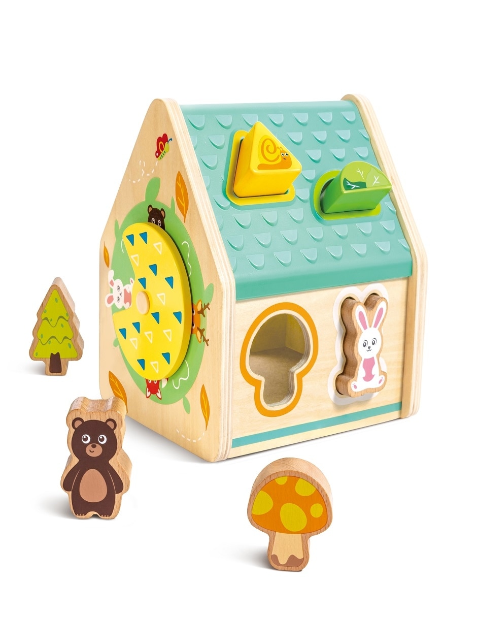 Juego didáctico clasificador de formas de casas de bichos Hape