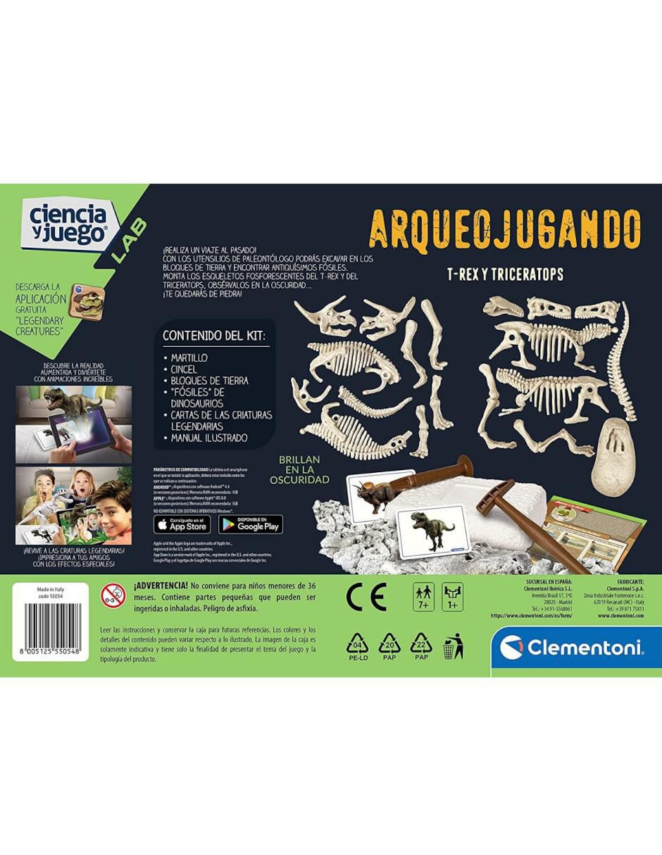 Arqueojugando 2 en 1 T-Rex y Triceratops Fluorescente 3