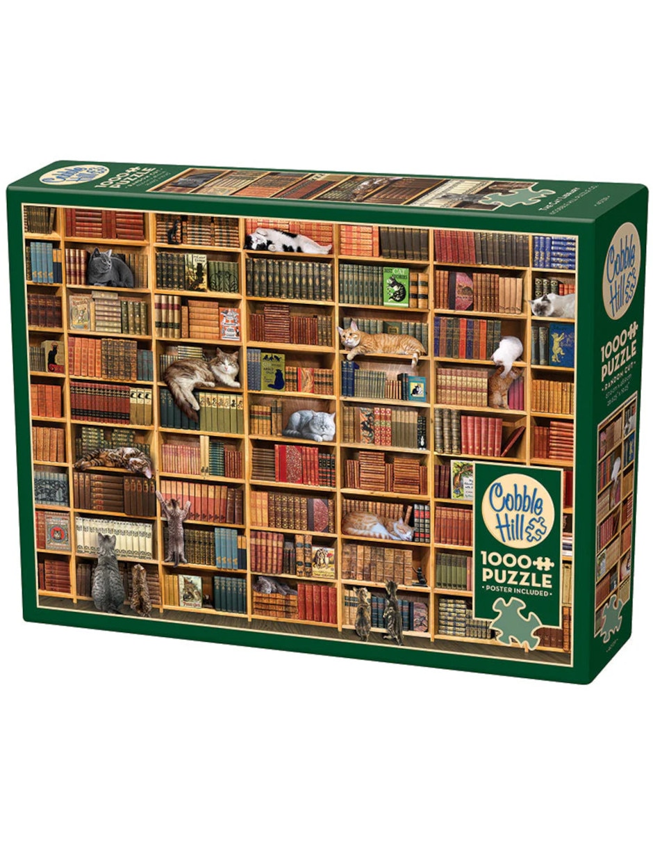 Rompecabezas Gatos y más gatos Gatos en la Biblioteca Cobble Hill