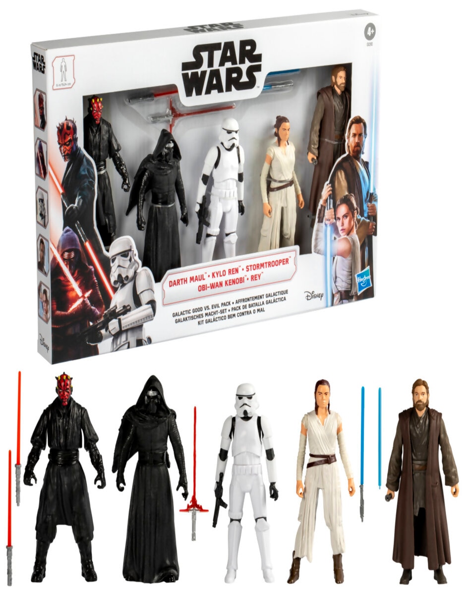 Set figuras de acción articuladas Star Wars Darth Maul, Kylon Ren, Stormtrooper, Obi-Wan Kenobi y Rey 3