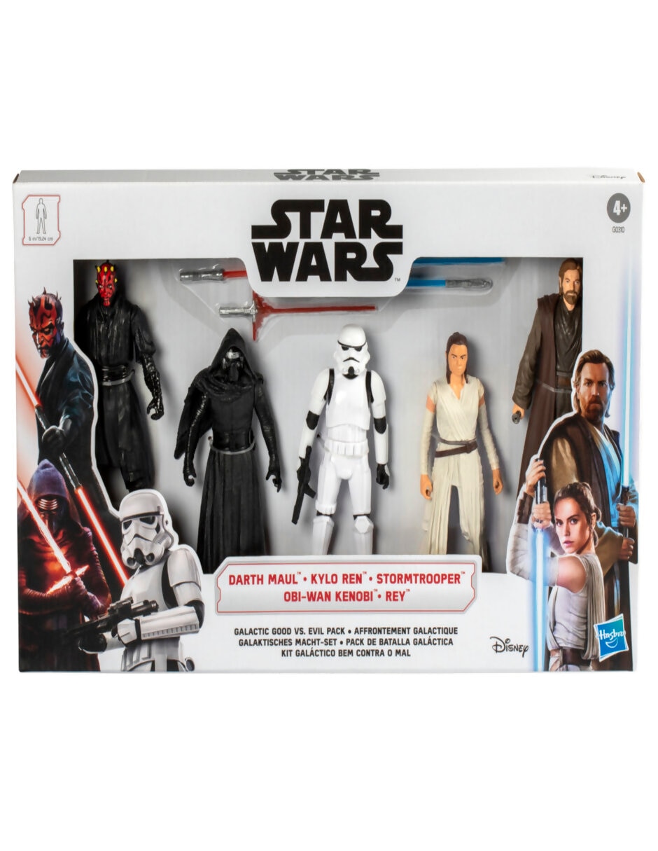 Set figuras de acción articuladas Star Wars Darth Maul, Kylon Ren, Stormtrooper, Obi-Wan Kenobi y Rey 4