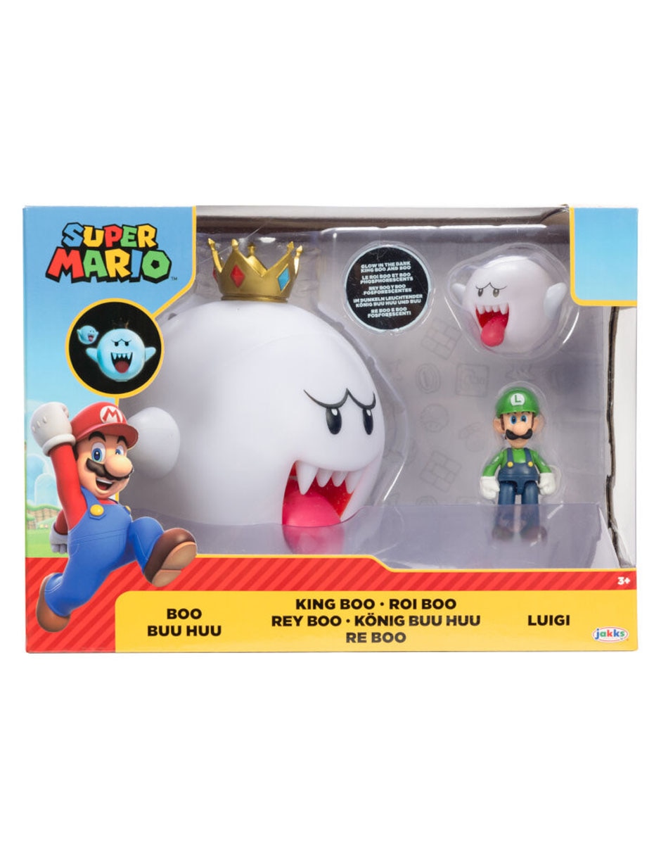 Set figuras acción Super Mario Boo Hoo, King Boo, Luigi flourescente 8