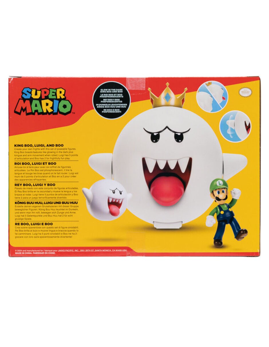 Set figuras acción Super Mario Boo Hoo, King Boo, Luigi flourescente 9