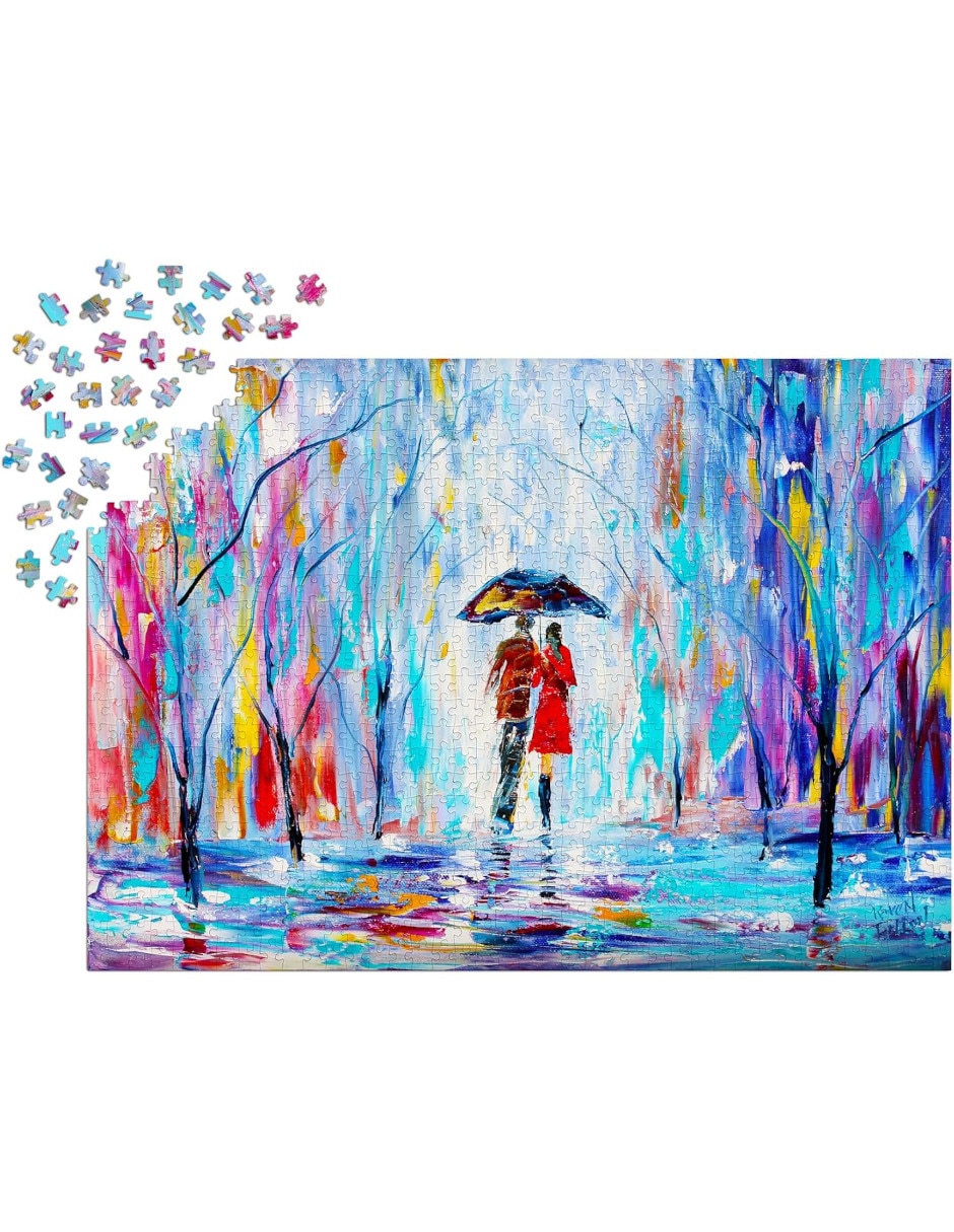 Rompecabezas Paseo Otoñal Amor Bajo la Lluvia 1000 piezas 3