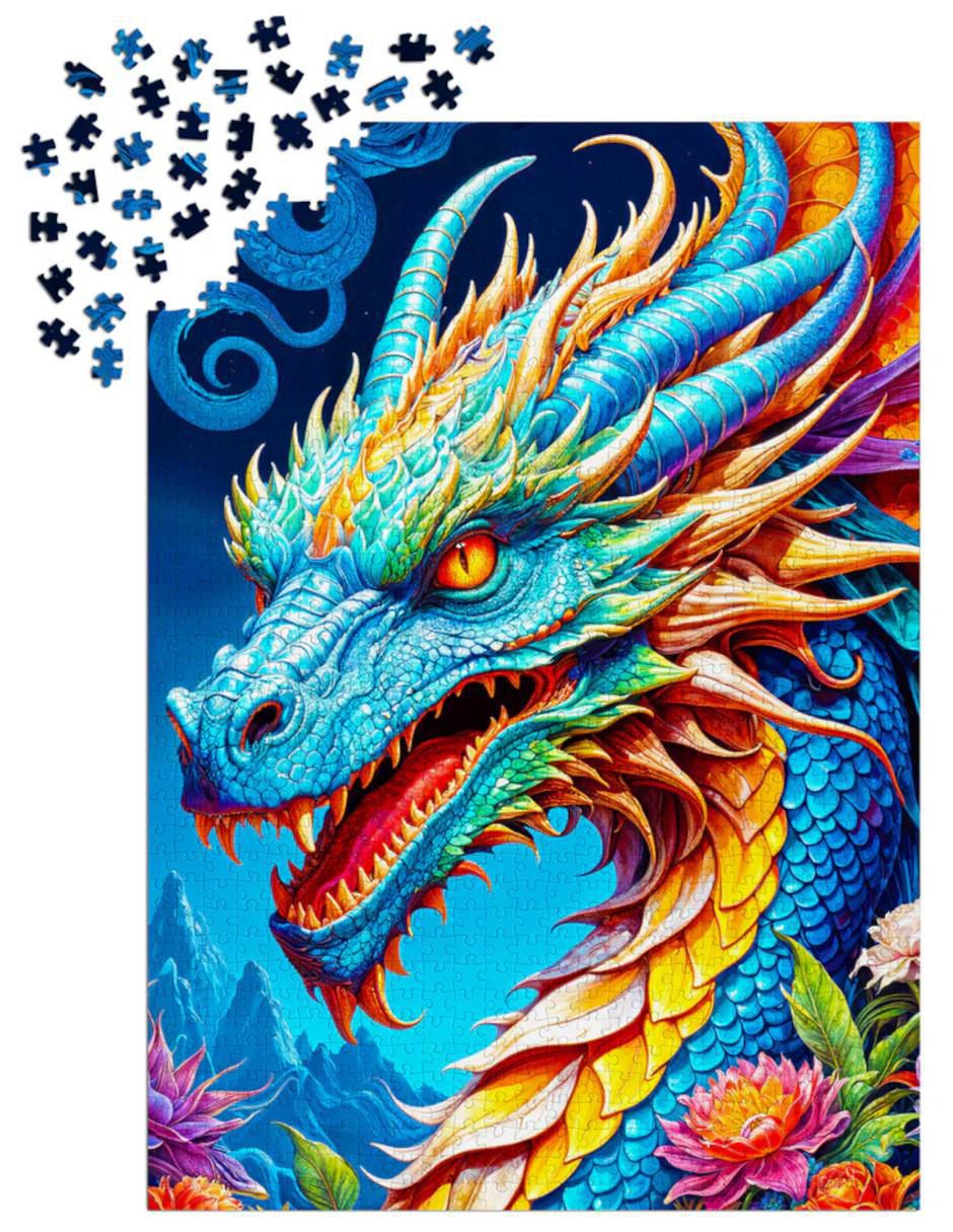 Rompecabezas Dragón Dragón Azul 1000 piezas 3