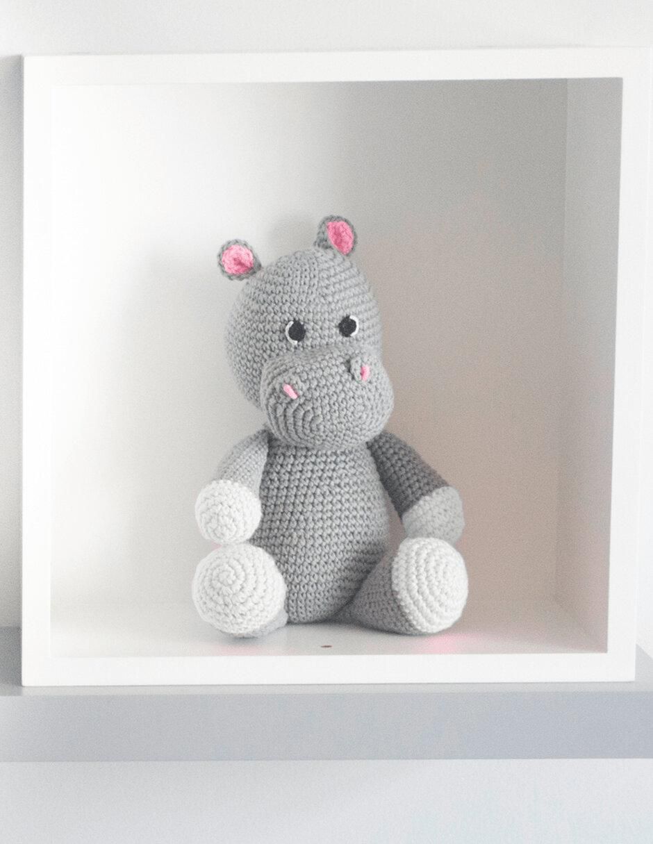 Peluche de hipopótamo hecho a mano de 30 cm 5