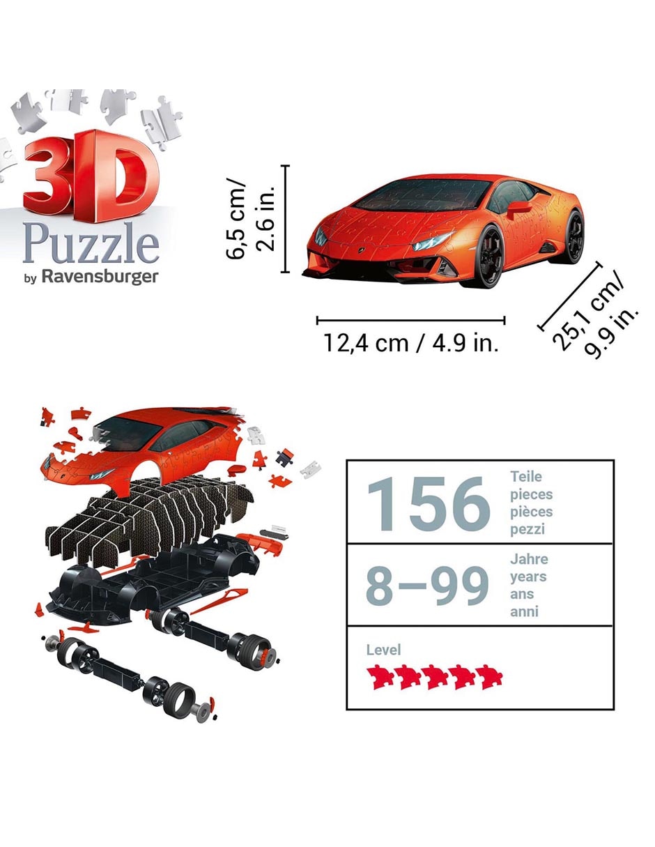 Rompecabezas vehículos Lamborghini Huracán Evo 108 piezas 5