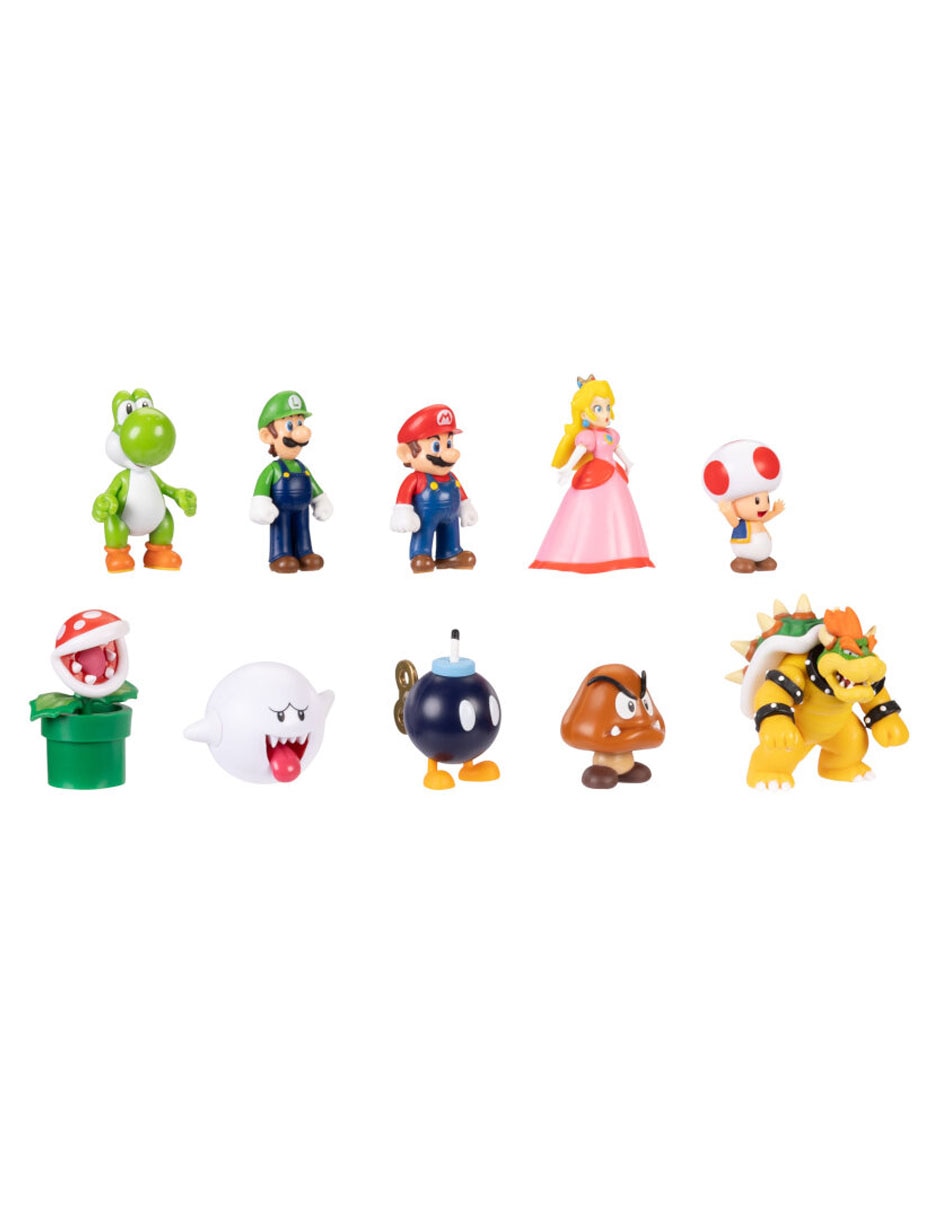 Set figuras acción articulada Super Mario Mario, Luigi, Peach, Yoshi, Toad, Boo, Goomba, Bowser, Bob-omb, Piraña 3