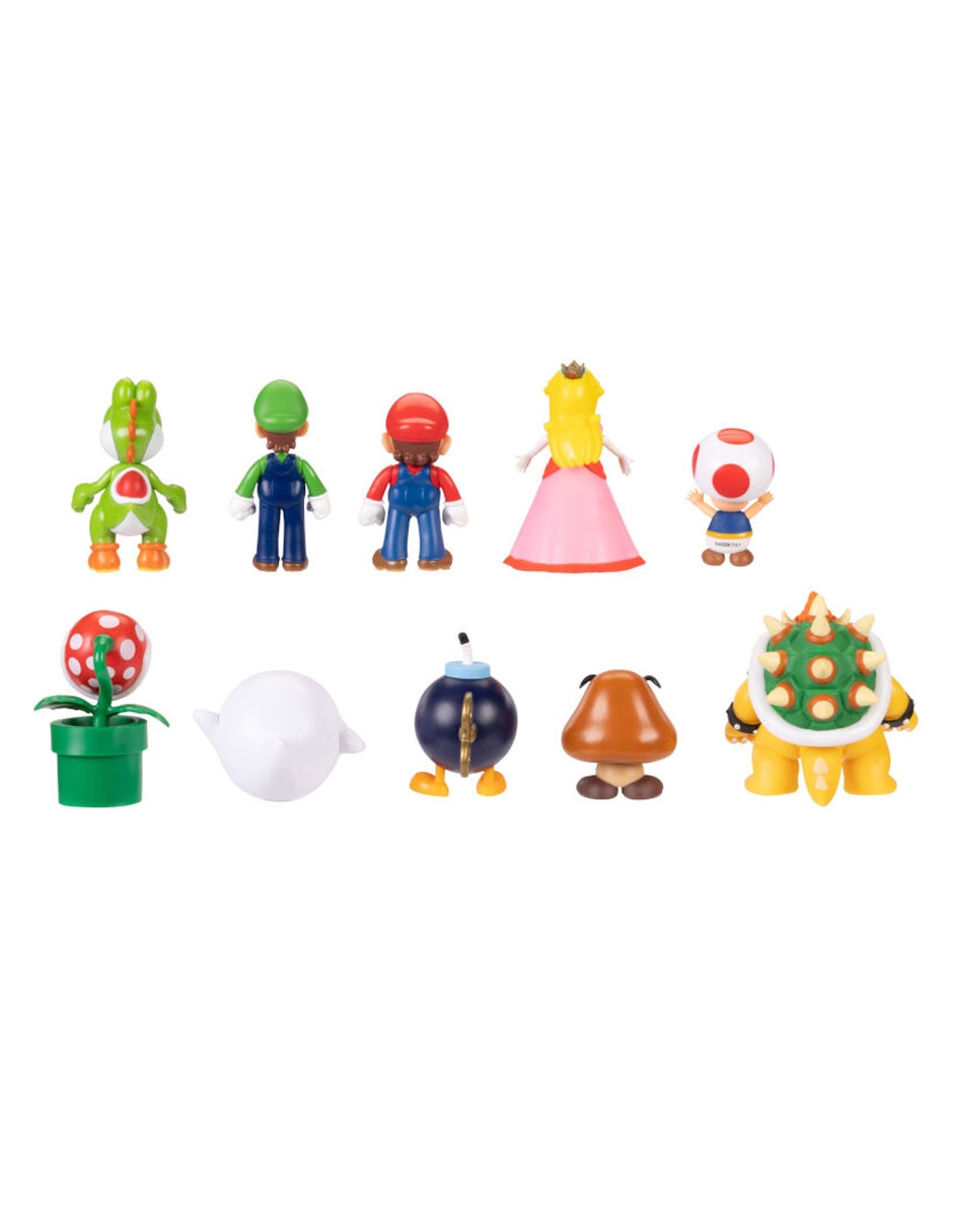 Set figuras acción articulada Super Mario Mario, Luigi, Peach, Yoshi, Toad, Boo, Goomba, Bowser, Bob-omb, Piraña 5