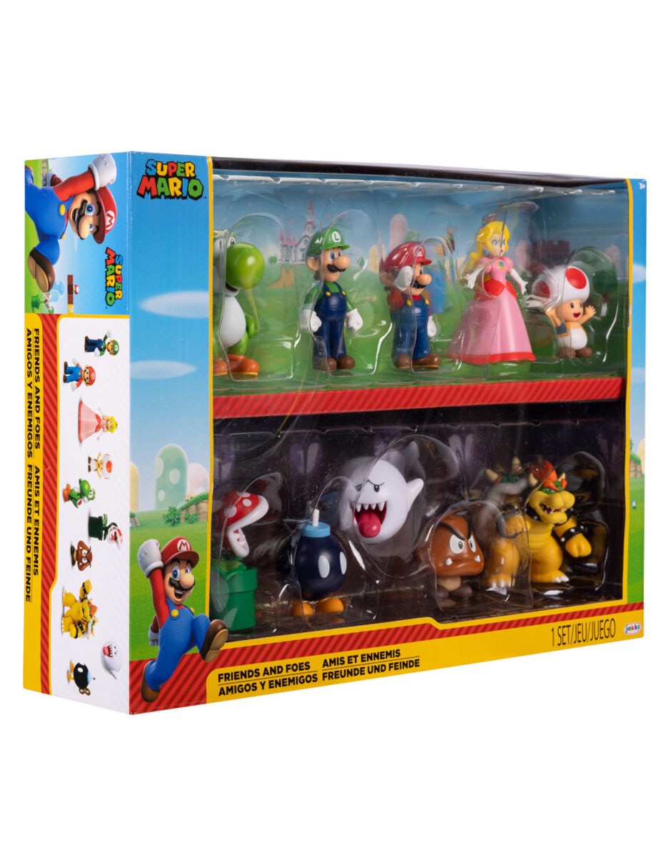 Set figuras acción articulada Super Mario Mario, Luigi, Peach, Yoshi, Toad, Boo, Goomba, Bowser, Bob-omb, Piraña 10