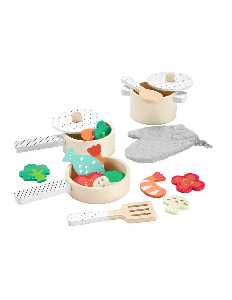 Juego De Ollas Y Sartenes De Madera juego armable infantil unisex 5