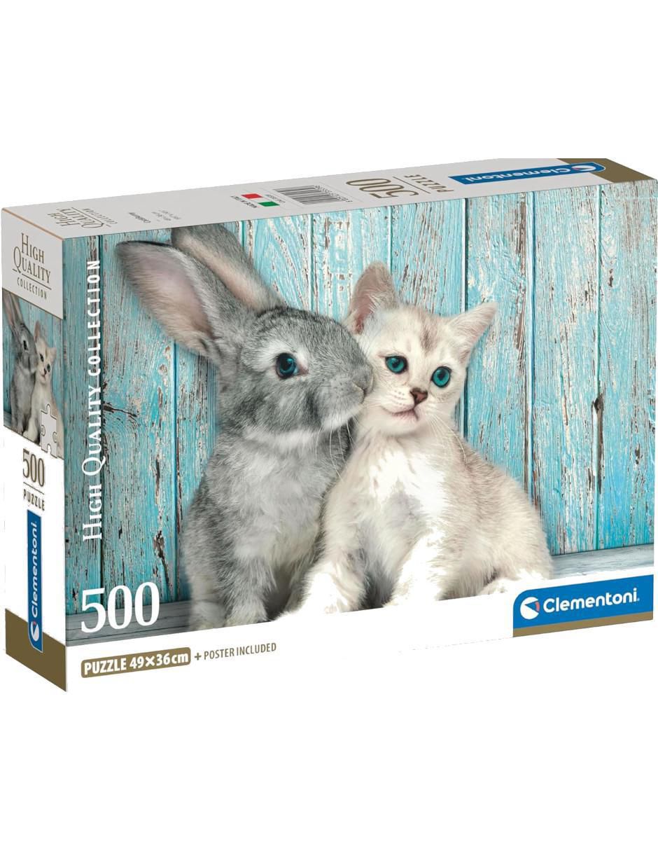 Rompecabezas Animales Gato y Conejito 500 piezas