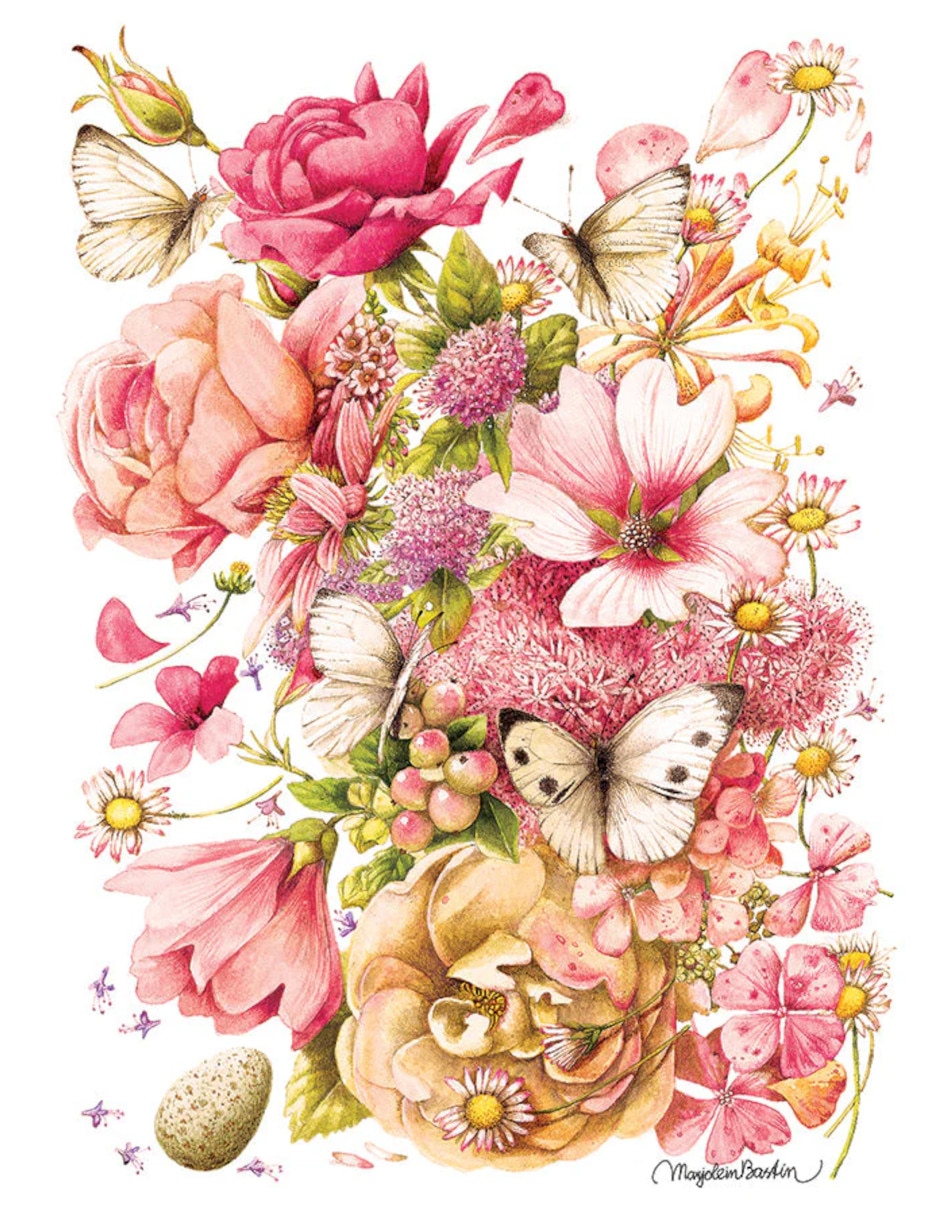 Rompecabezas Flores Ramo de Flores Y Mariposas Marjolein Bastin 1000 piezas 2