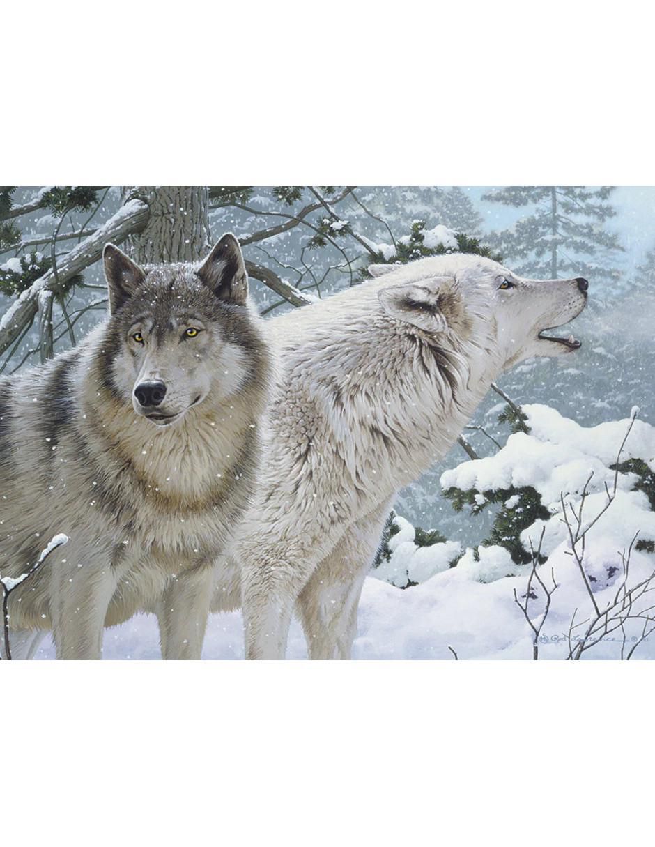 Rompecabezas Lobos Del Ártico Lobos Blancos En Invierno 500 piezas 2