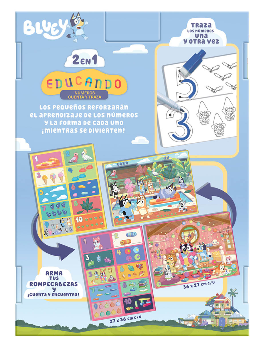 Educando: Números cuenta y traza Bluey 4