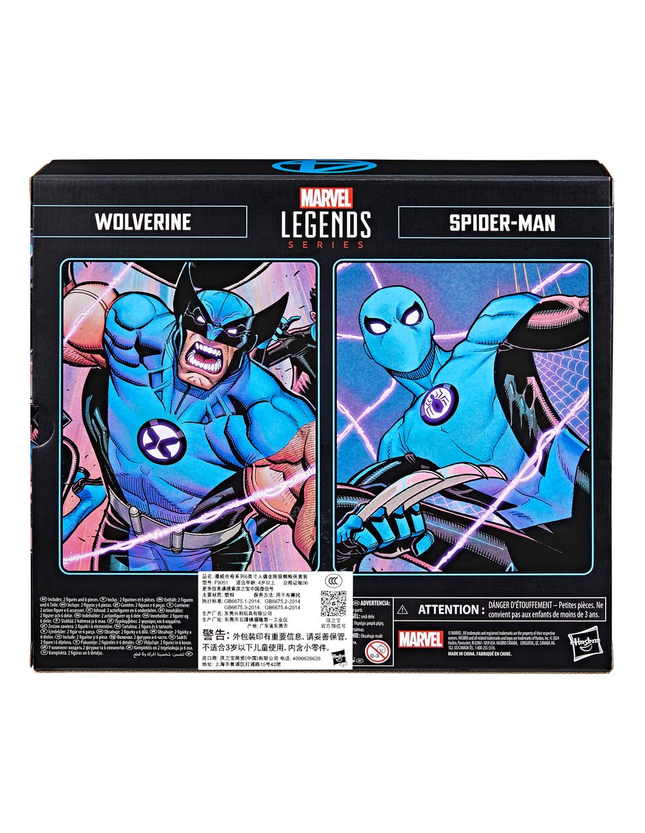 Set figuras acción articuladas Fantastic 4 Wolverine y Spider-Man Collectors 8
