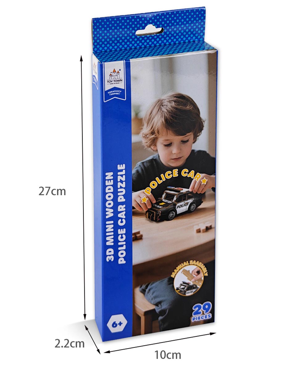 Rompecabezas patrulla 3D mini wooden police car puzzle 29 piezas 5