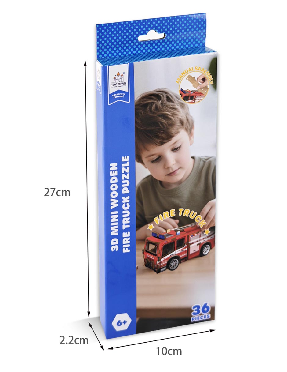 Rompecabezas camion de bomberos 3D mini wooden fire truck puzzle 36 piezas 5