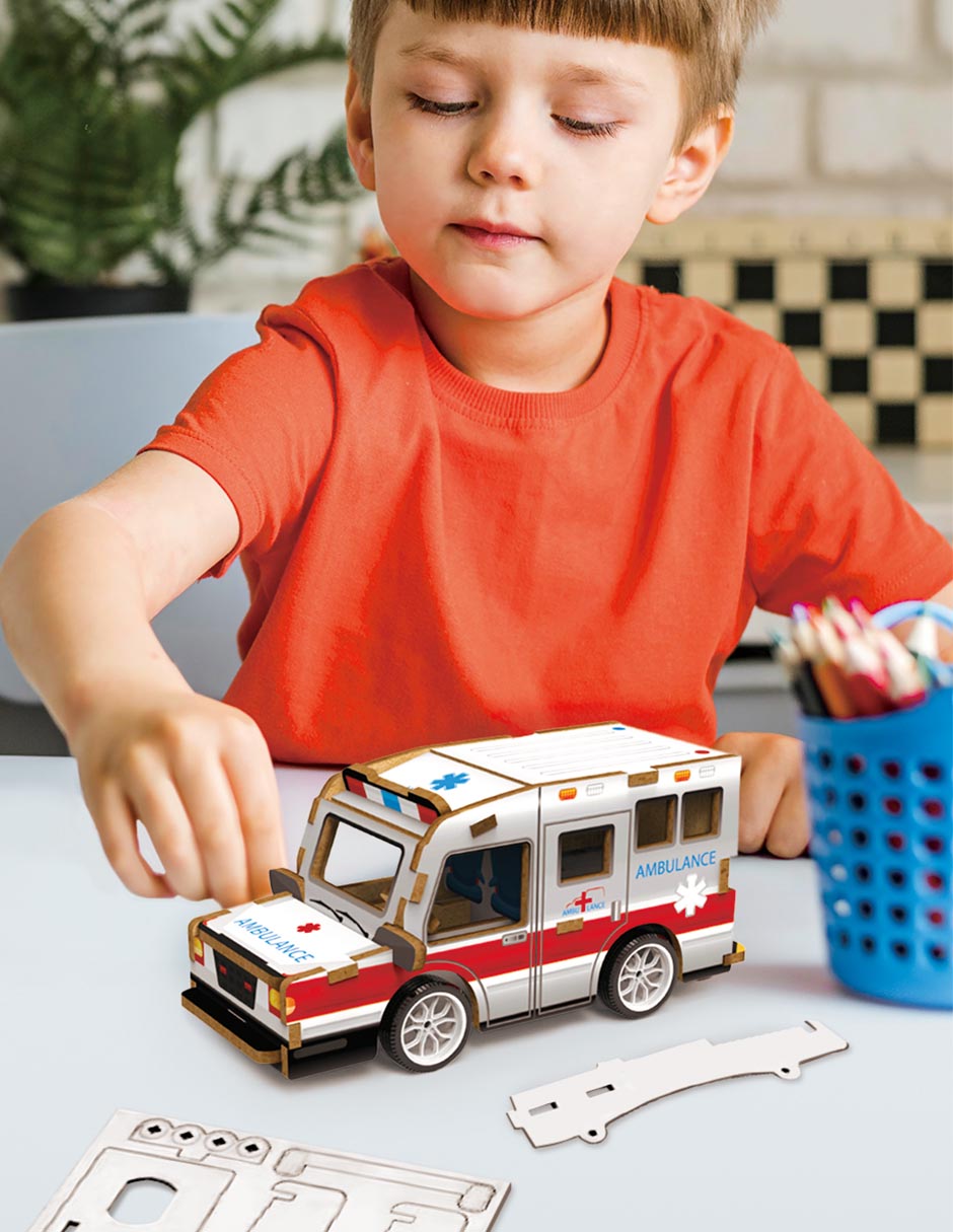 Rompecabezas ambulancia 3D mini wooden ambulance puzzle 26 piezas 2