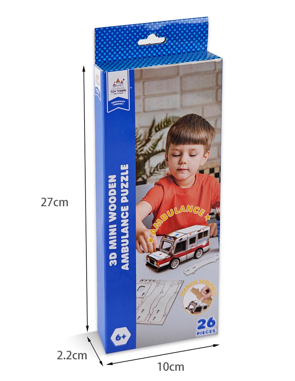 Rompecabezas ambulancia 3D mini wooden ambulance puzzle 26 piezas 5