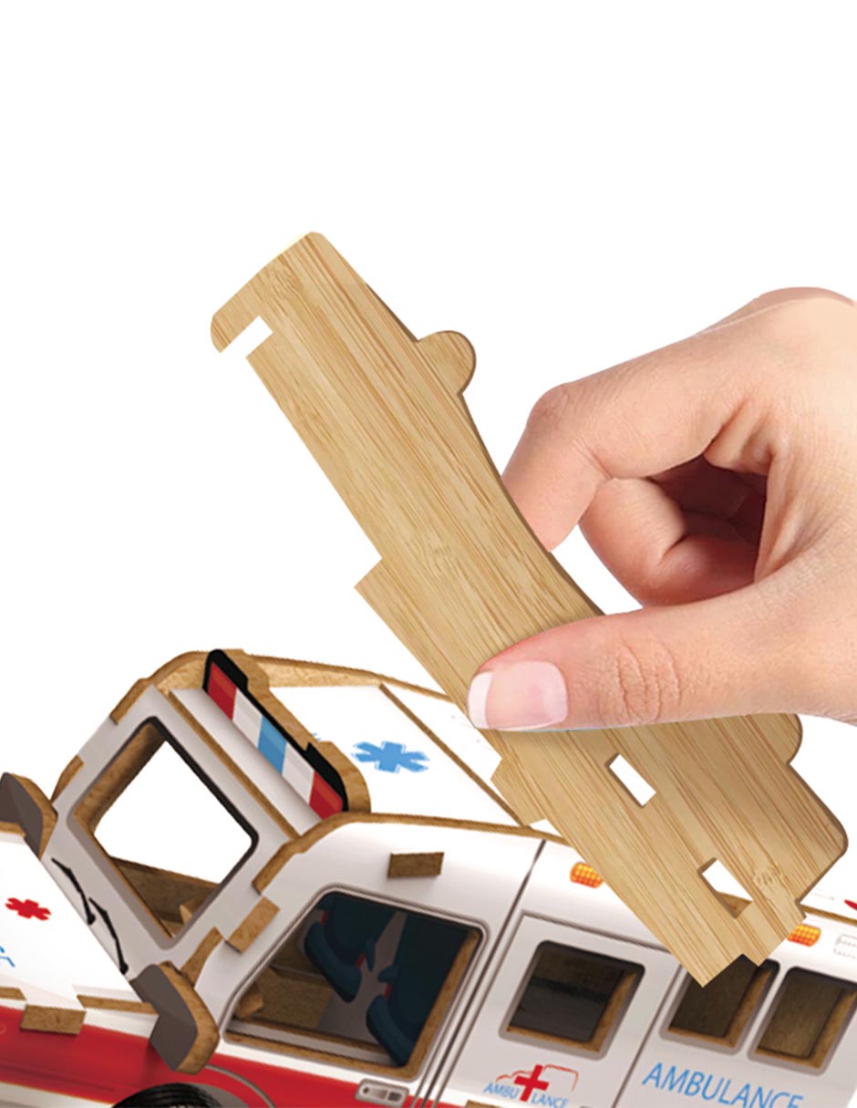 Rompecabezas ambulancia 3D mini wooden ambulance puzzle 26 piezas 3
