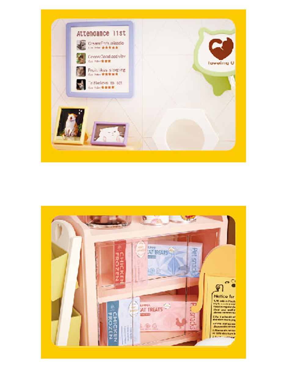Casa miniatura cafetería DIY Assembling Cat Coffee Shop Set 3