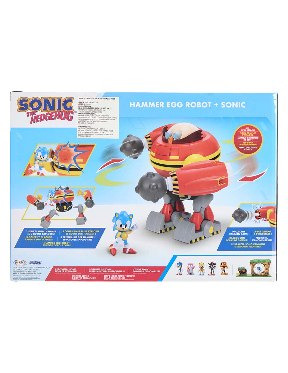 Figura de acción Sonic The Hedgehog Hammer Egg Robot y Sonic con movimiento 3