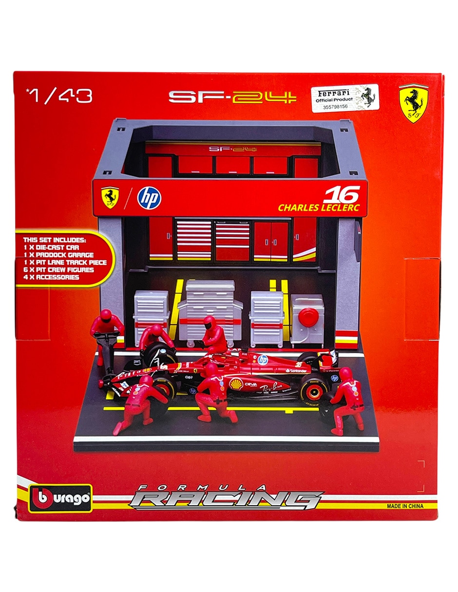 Vehículo a escala pit stop ferrari sf-24 Charles Leclerc 3