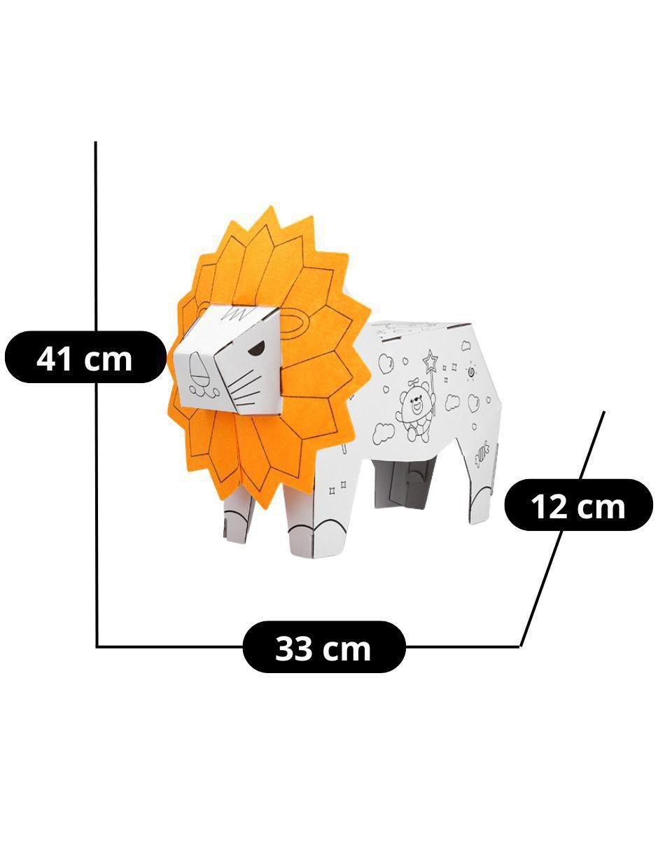 Figura armable de cartón para pintar, león. Diy doodle 8