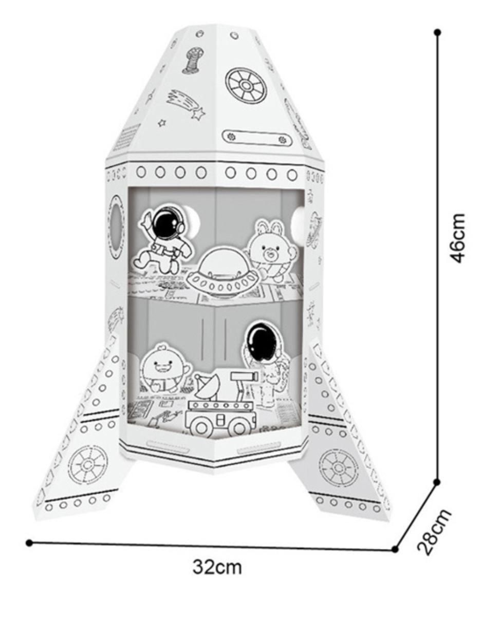 Figura armable de cartón para pintar, nave espacial. Diy doodle 10