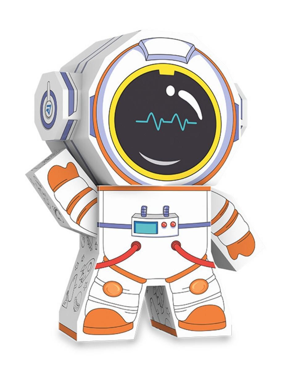Figura armable de cartón para pintar, astronauta. Diy doodle 7