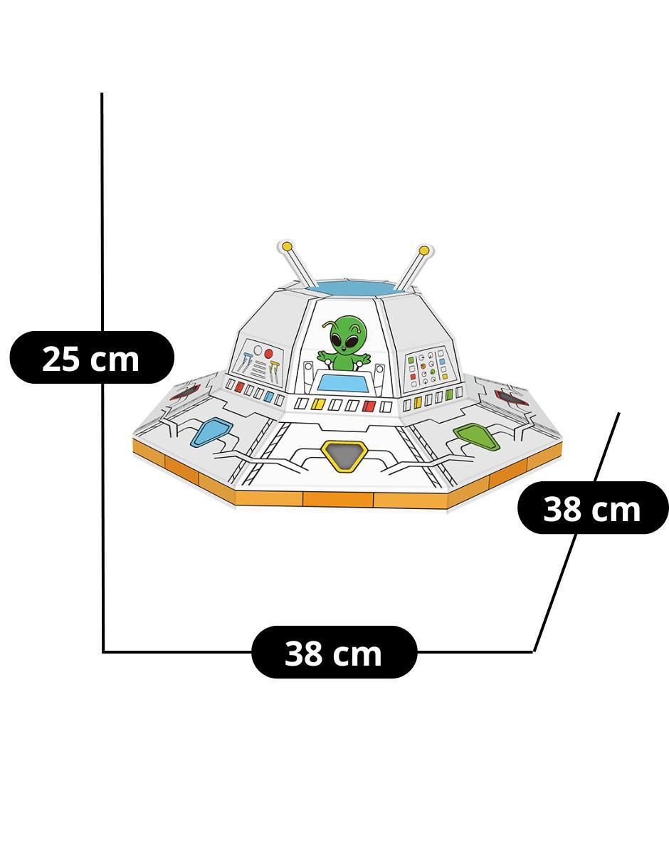 Figura armable de cartón para pintar, nave espacial ovni/ufo. Diy doodle 10