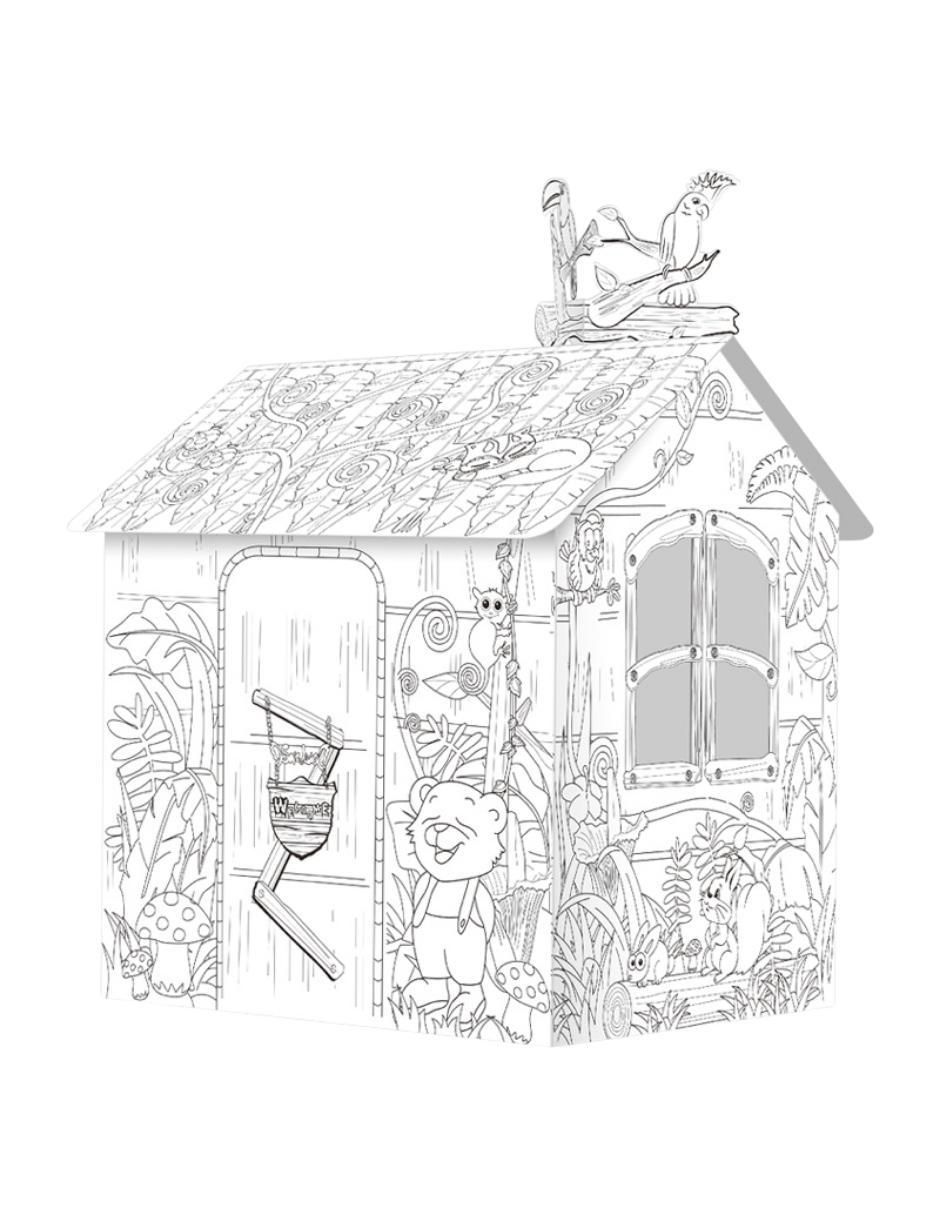 Casa de juguete para armar y pintar, casa de la jungla