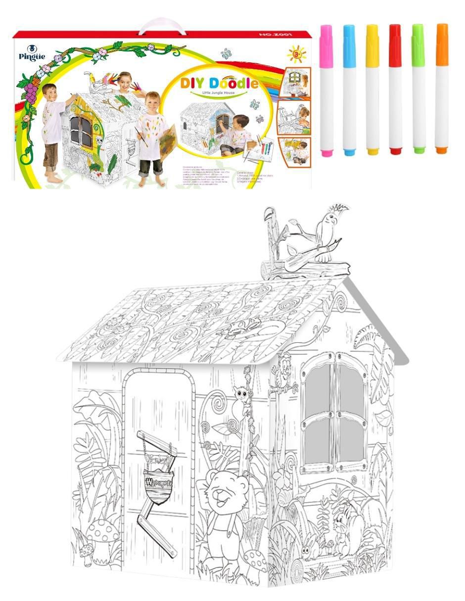 Casa de juguete para armar y pintar, casa de la jungla 3