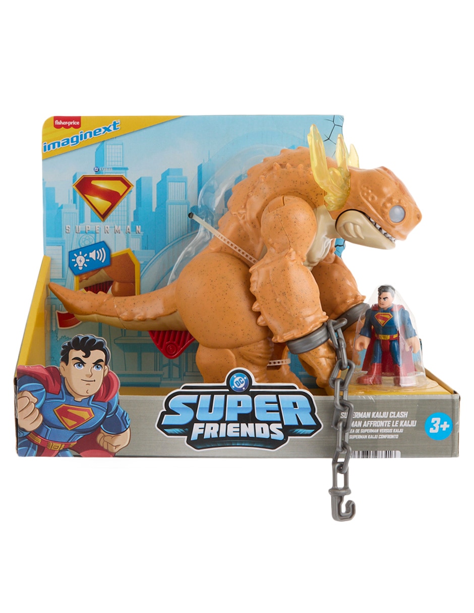 Figura de acción articulada dc super friends superman kaiju clash edición limitada con luz y sonido