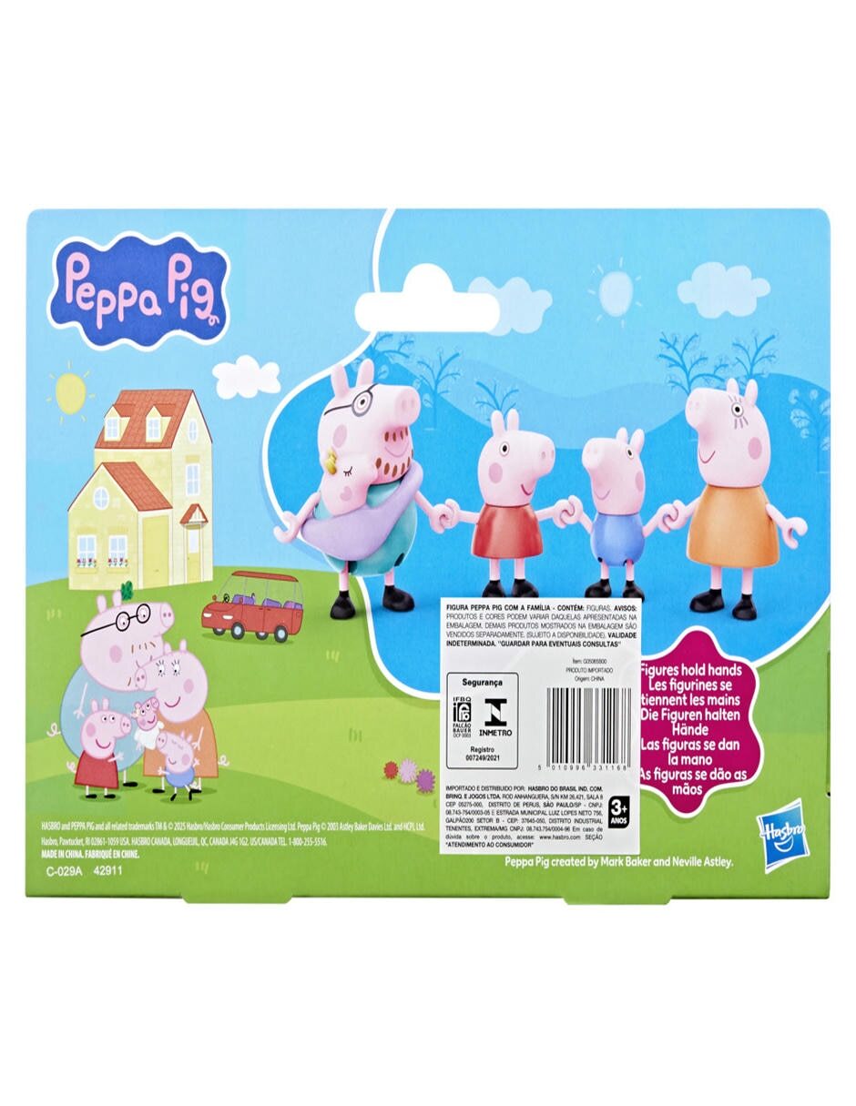 Set de figura de colección articulada Papá cerdito, Mamá cerdita, George, Peppa y la bebé Evie 4
