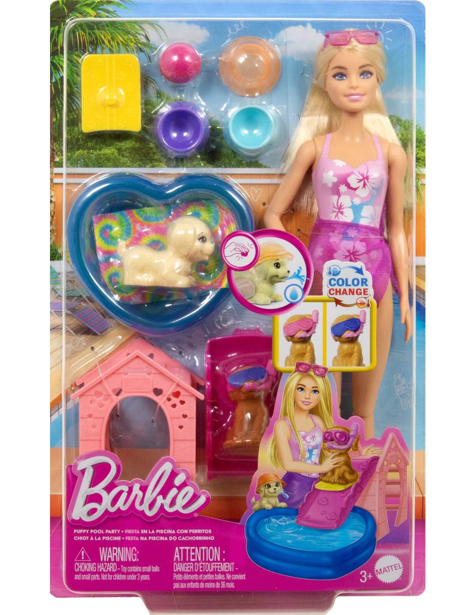 Set muñecas Barbie Fiesta en la Piscina con Perritos 2