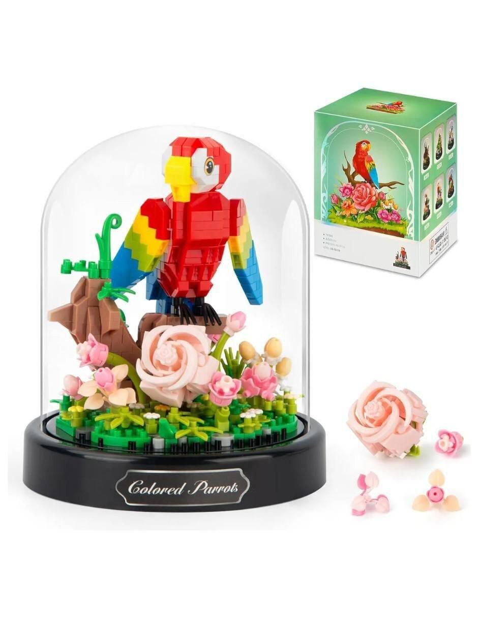 Set construcción de flores y aves para armar